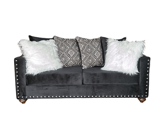 S315 Black Velvet Sofa And Loveseat