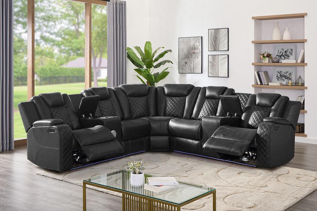 S3480 Eclipse (Black) Power Reclining Sectional