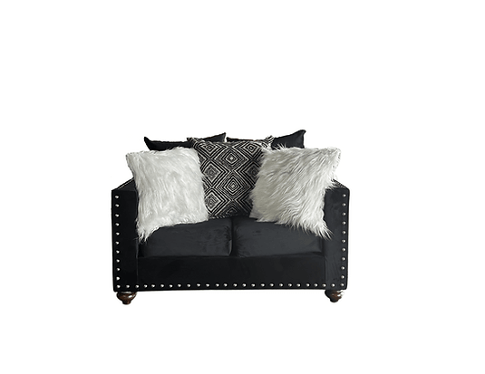 S315 Black Velvet Sofa And Loveseat