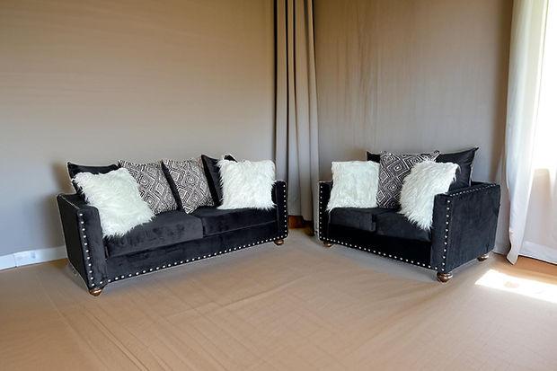 S315 Black Velvet Sofa And Loveseat