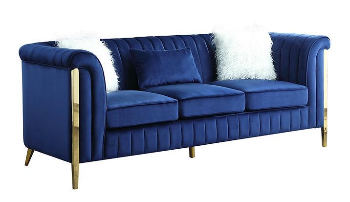 S8288 Fara (Blue/Gold) Sofa And Loveseat