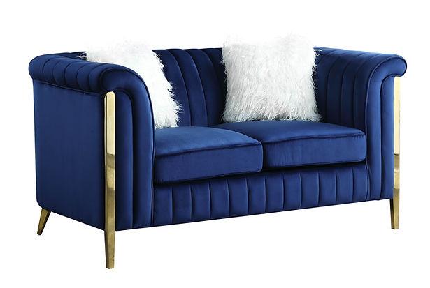 S8288 Fara (Blue/Gold) Sofa And Loveseat