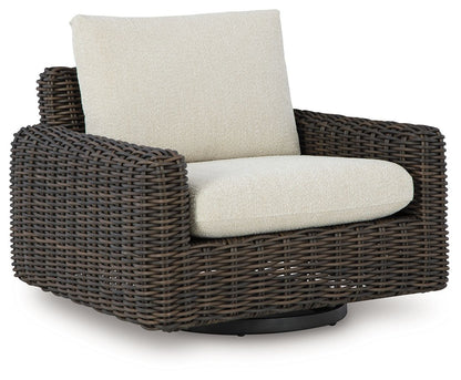 Kimora - Beige / Dark Brown - Swivel Glider Lounge With Cushion