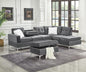 S123 Joy Gray Velvet Reversible Sectional with Ottoman