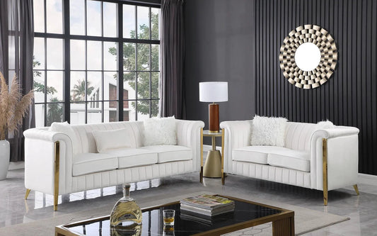 S8288 Fara (Cream/Gold) Sofa and Loveseat