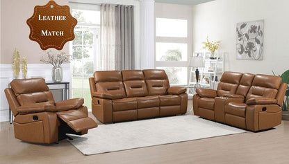 S8232 Dallas Camel Leather Reclining Living Room Set