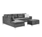 S123 Joy Gray Velvet Reversible Sectional with Ottoman