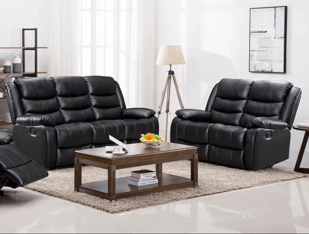 S8383 Miami Black PU 3pc Reclining Living Room Set