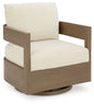 Serene Bay - Dark Brown / White - Swivel Glider Chair With Cushion