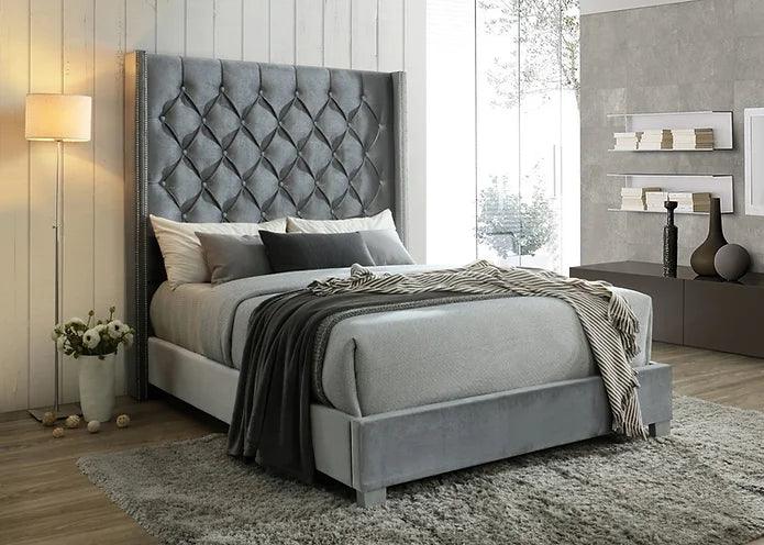 B9830 Beverly King Upholstered Bed (Grey)