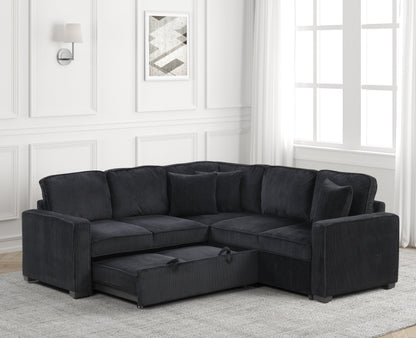 Ariel Black Sectional With Pull-Out Bed