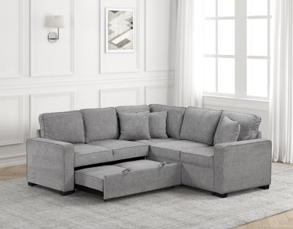 Ariel Gray Sectional With Pull-Out Bed