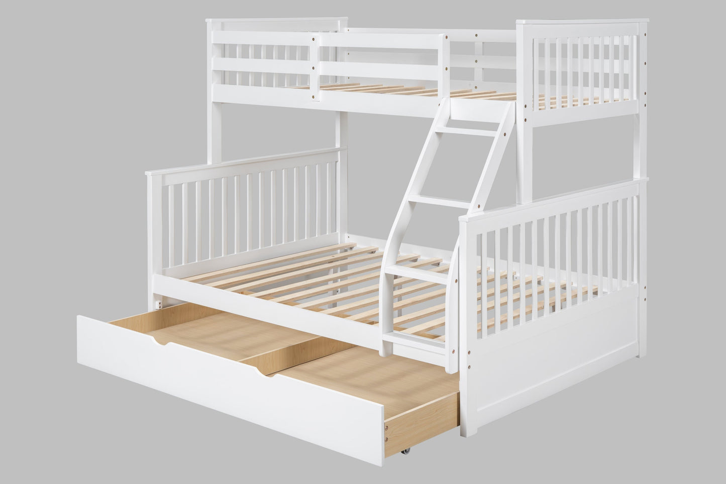 BB21 White Twin/Full Trundle Bunk Bed