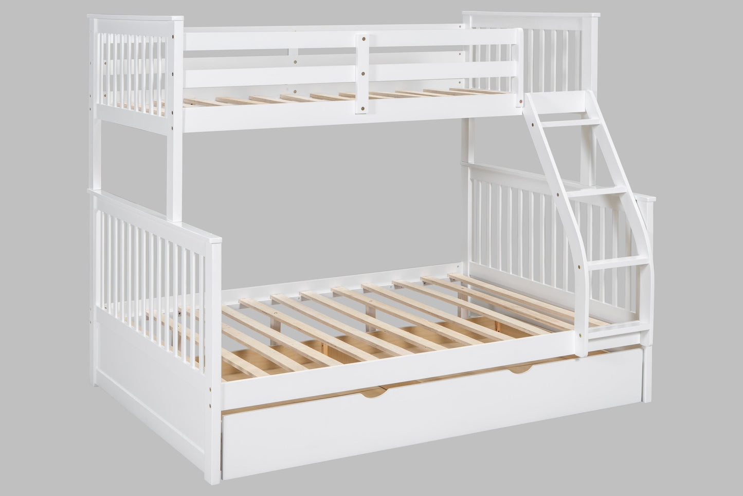 BB21 White Twin/Full Trundle Bunk Bed