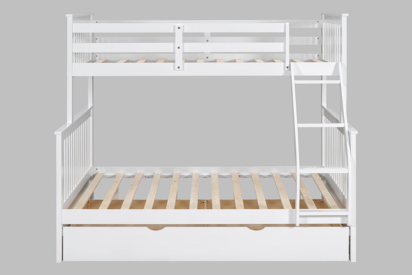 BB21 White Twin/Full Trundle Bunk Bed