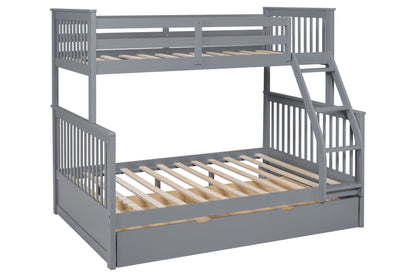 BB23 Gray Twin/Full Trundle Bunk Bed