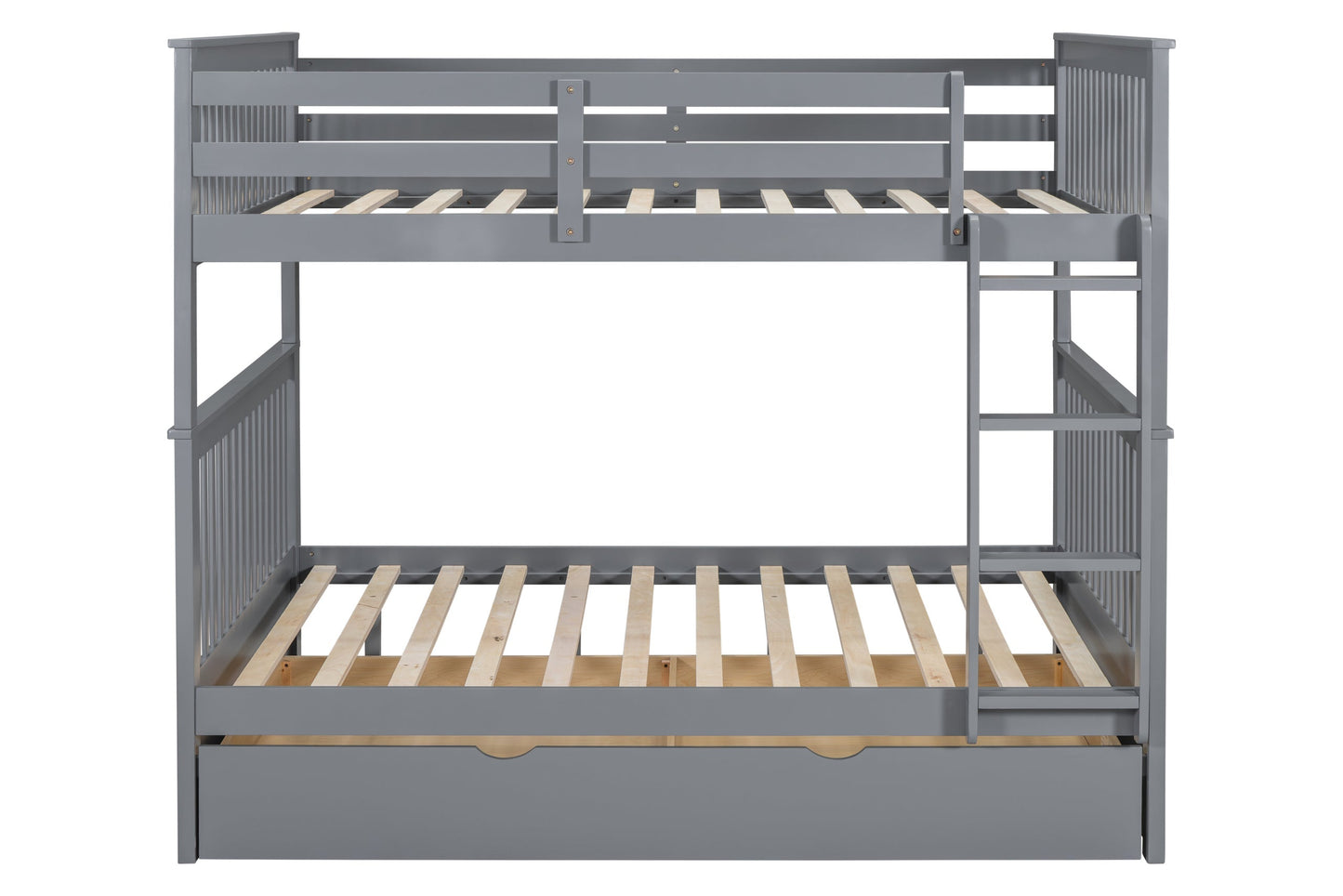 BB33 Full/Full Bunk Bed w/Twin Trundle Gray