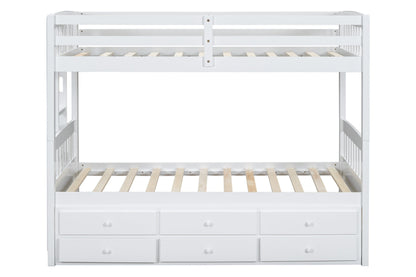 BB40 White Twin /Twin Bunk Bed with 3 Drawers