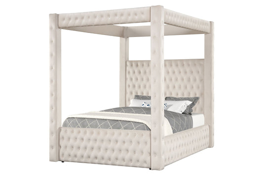 Castle Cream Platform Canopy King Bed