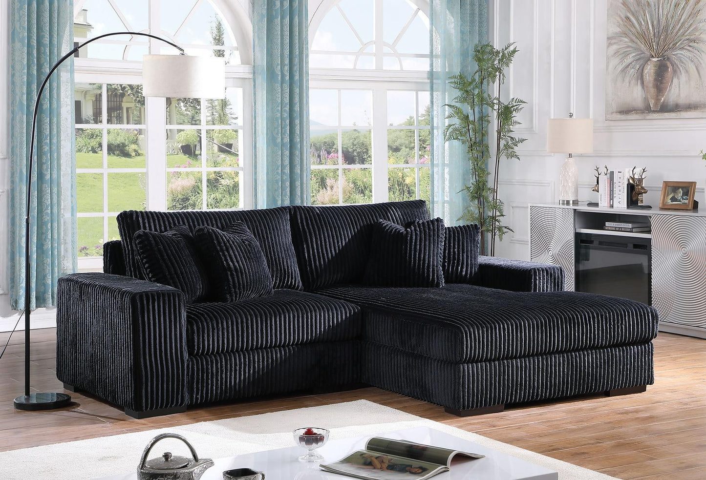 S859 Comfy 2pcs (Black) Sectional