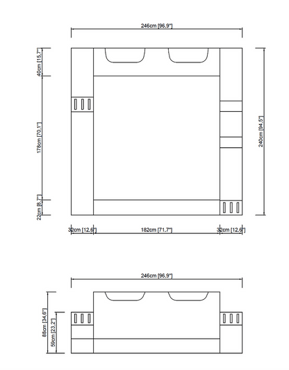 B126 Matrix Black/White Queen Bed