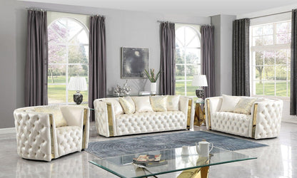 S8290 Roka Velvet White Living Room Set