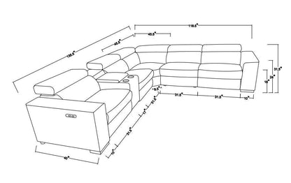 MI-631-7Pcs Picasso (Black 3 Power) Sectional