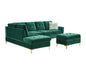 S123 Joy Green Velvet Reversible Sectional with Ottoman