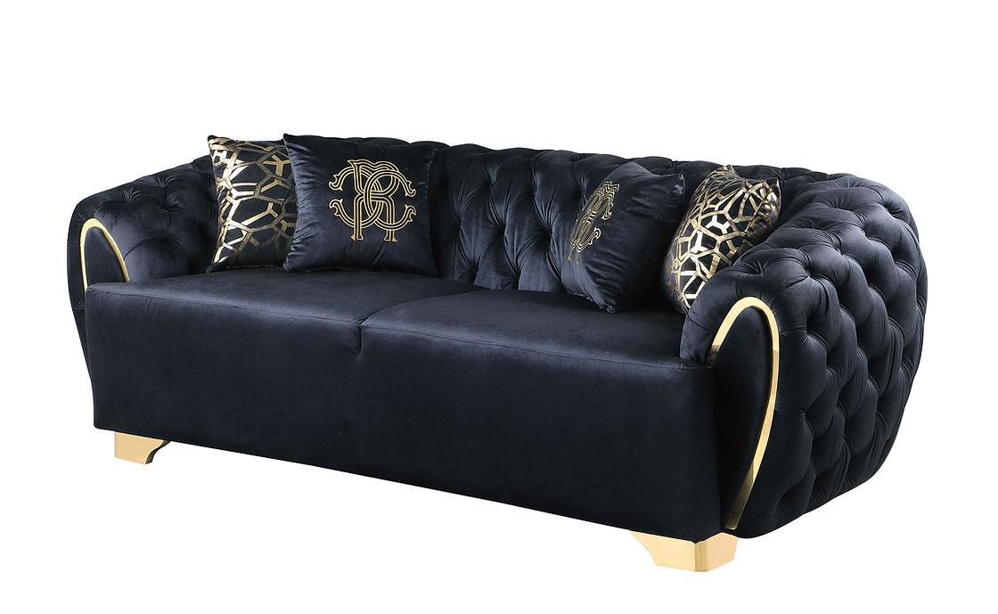 S2004 Mila Black Velvet Living Room Set