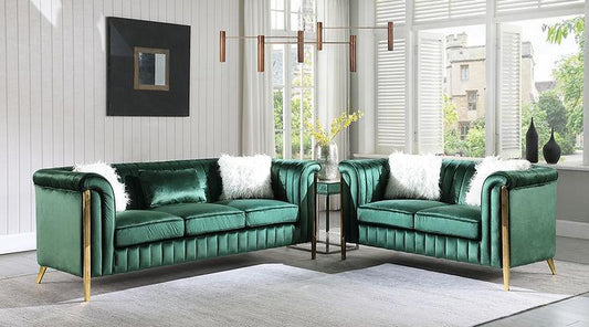 S8288 Fara (Green/Gold) Sofa And Loveseat