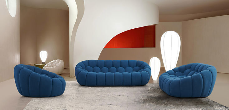 MI-2126 Bubbles 3pc Blue Living Room Set