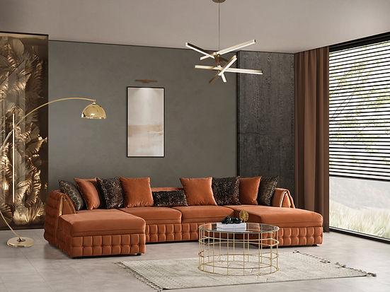 Sicilya Sectional (Rust Orange)