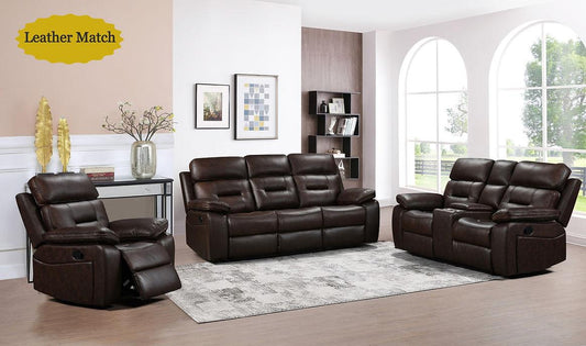 S8232 Dallas Brown Leather Reclining Living Room Set