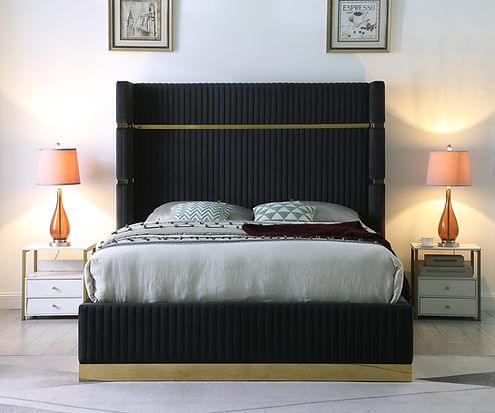 B786 Aspen Black Velvet King Bed