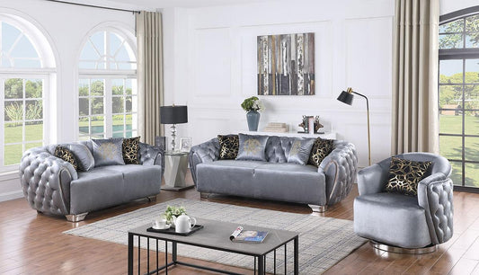 S2004 Mila Light Grey Velvet Living Room Set