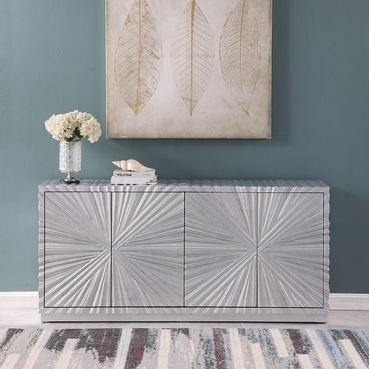 A-C10 Selene Silver Leaf Console Table