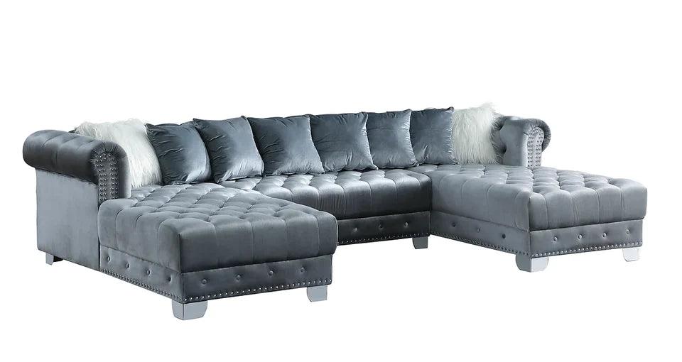 S6350 Jordan II (Grey) Double Chaise Velvet Sectional