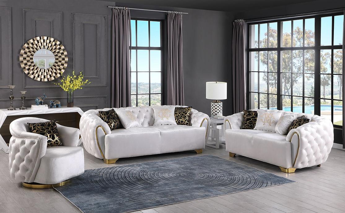 S2004 Mila Luxury White Living Room Set