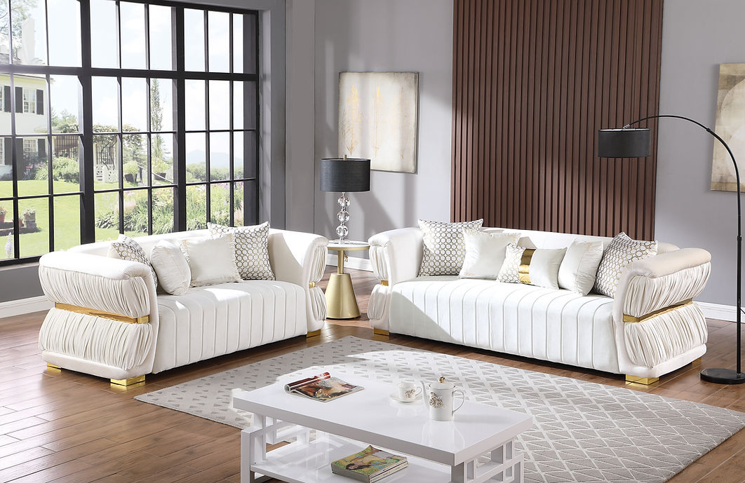 S2003 Anna  (White) Living Room Set