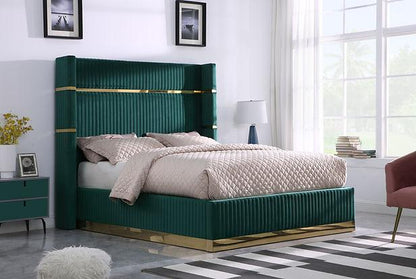 B786 Aspen Green Velvet King Bed