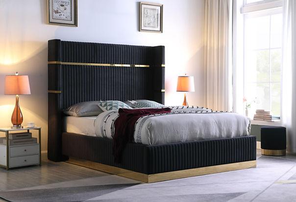 B786 Aspen Black Velvet King Bed