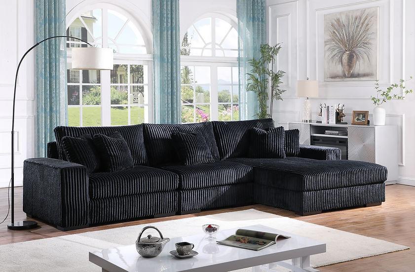 S859 Comfy 3pcs (Black) Sectional