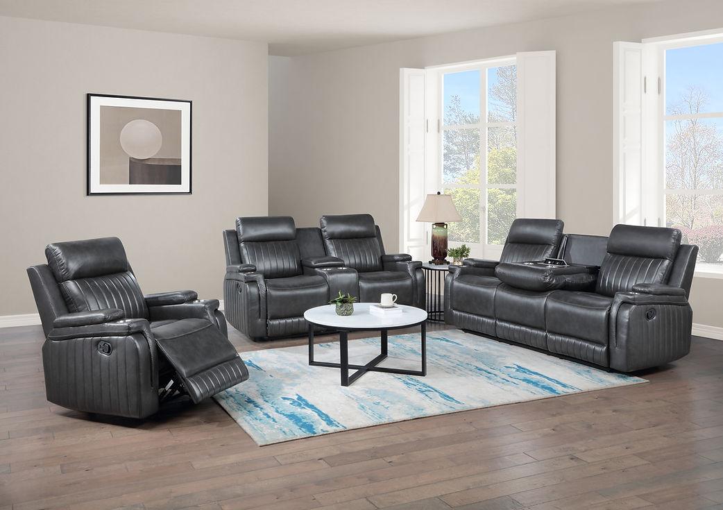 S2121 Ethan (Dark Grey) 3-Piece Reclining Living Room Set