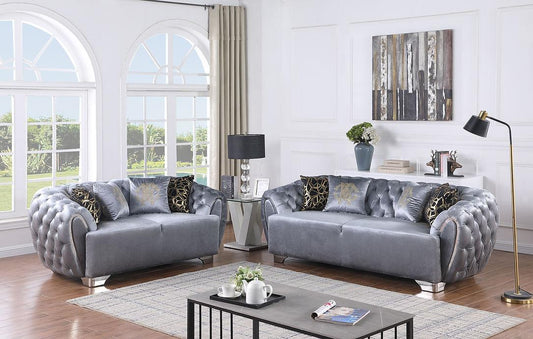 S2004 Mila Light Grey Velvet Living Room Set