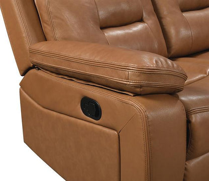 S8232 Dallas Camel Leather Reclining Living Room Set