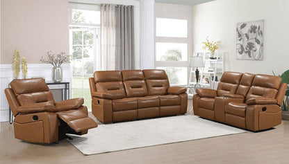 S8232 Dallas Camel Leather Reclining Living Room Set