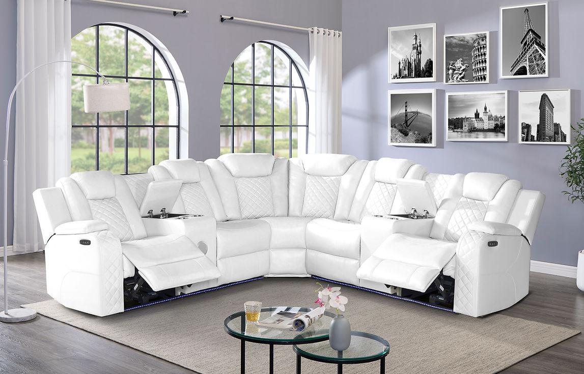 S3480 Eclipse (White) Power Reclining Sectional