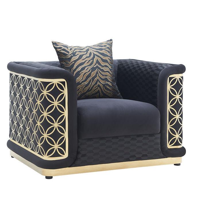 S3390 Riya Black Fabric Living Room Set