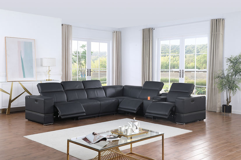 MI-1122 Franco Dark Navy 7-Piece Power Reclining Sectional