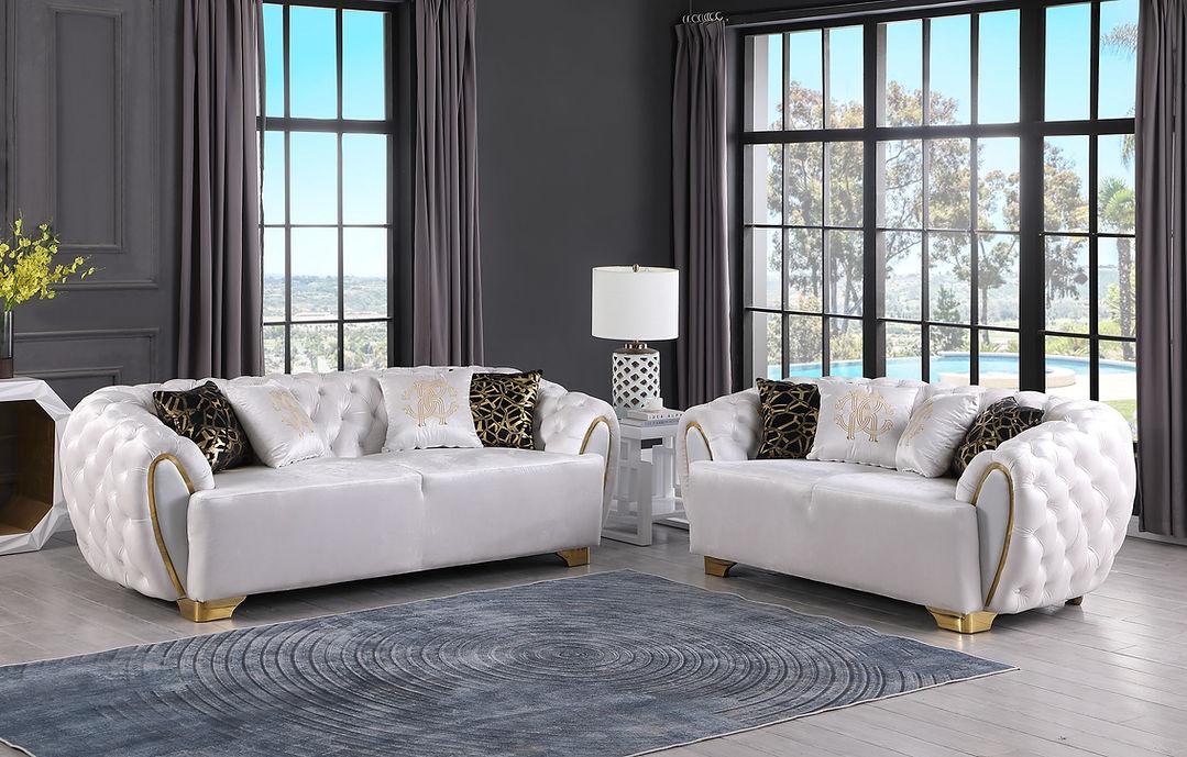 S2004 Mila Luxury White Living Room Set